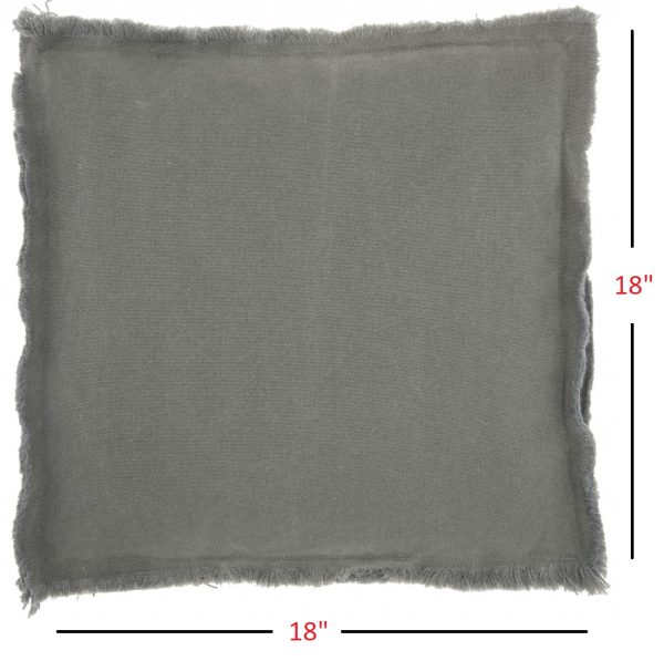 18" Boho Grey Frayed Edge Canvas Throw Pillow - Image 5