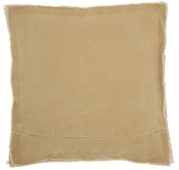 18" Boho Tan Frayed Edge Canvas Throw Pillow - Image 2