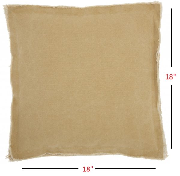 18" Boho Tan Frayed Edge Canvas Throw Pillow - Image 5
