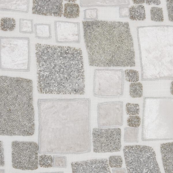 White and Silver Square Pattern Throw Pillow - Image 4