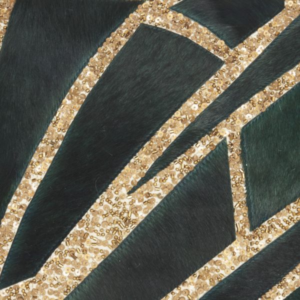 Dark Green and Gold Abstract Bling Cowhide Throw Pillow - Image 4