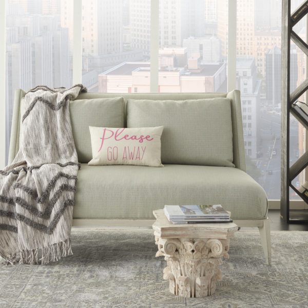 Please Go Away Pink Lumbar Throw Pillow - Image 3