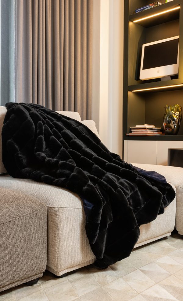 Premier Luxury Onyx Stripe Faux Fur Throw Blanket - Image 2