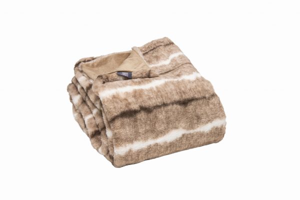 Premier Luxury Light Brown and White Faux Fur Throw Blanket - Image 4