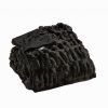 Chunky Sectioned Black Faux Fur Throw Blanket
