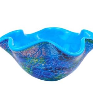 Abstract Multi Color Glass Centerpiece Bowl