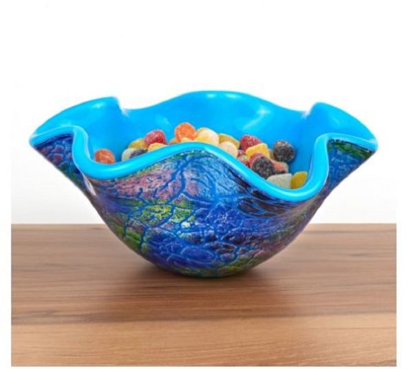 Abstract Multi Color Glass Centerpiece Bowl - Image 2
