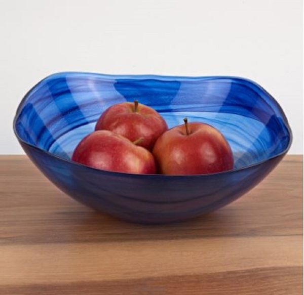 10 Contemporay Soft Square Blue Swirl Glass Bowl - Image 2