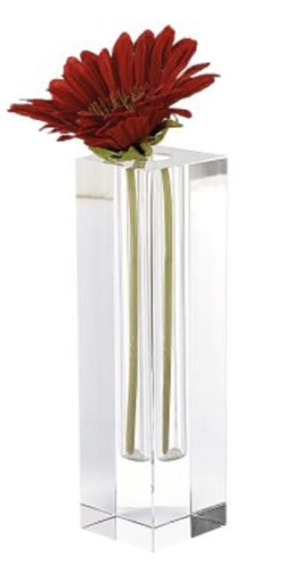 Modern Clear Tall Block Optical Crystal Vase - Image 3