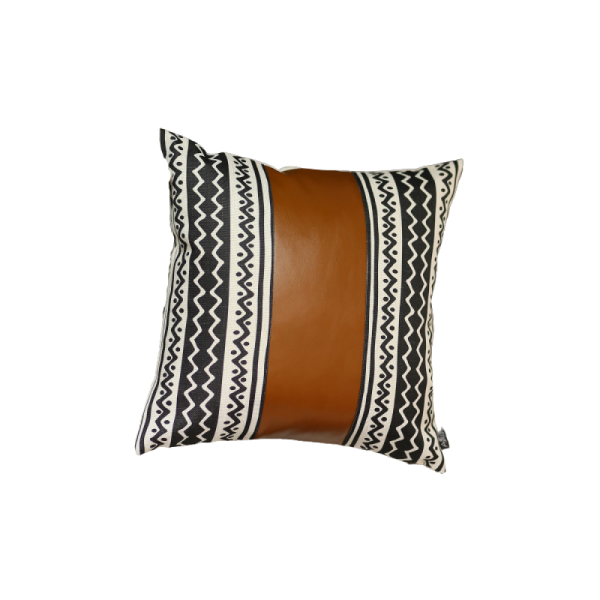 Brown Faux Leather and Zigzag Decorative Pillow Cover - Image 5