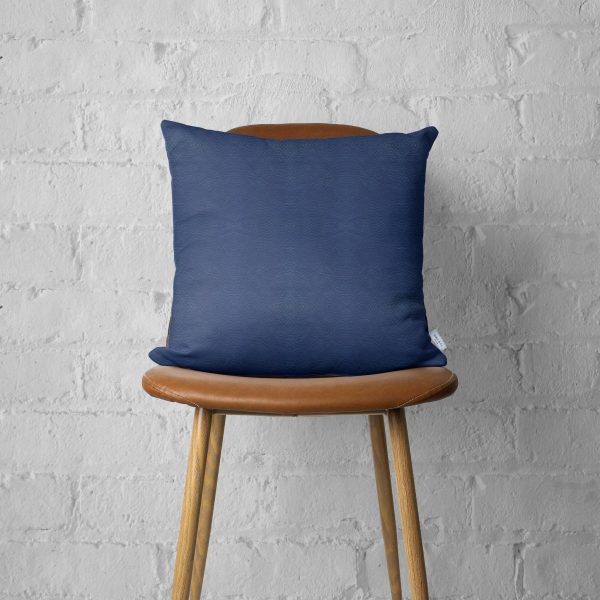 Solid Navy Blue Faux Leather Decorative Pillow Cover - Image 2