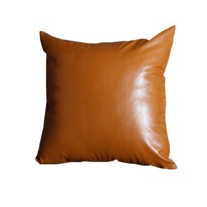 20" x 20" Solid Brown Faux Leather Decorative Pillow Cover