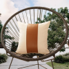 Set of 4 White and Center Brown Faux Leather Pillow Covers - Image 3