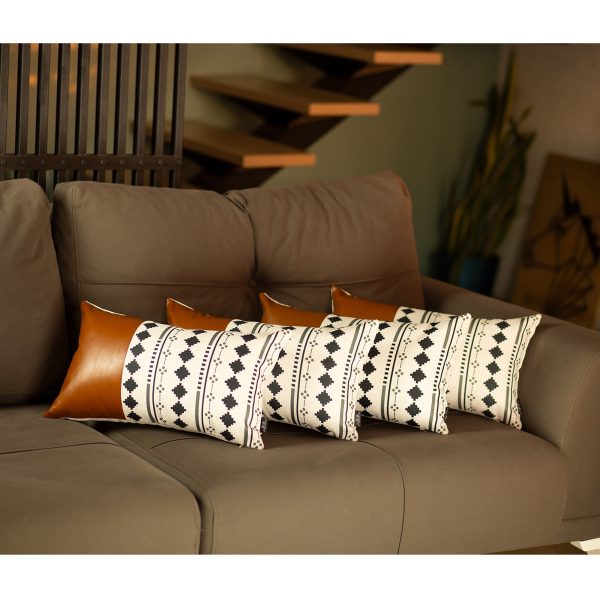 Set of 4 Black and White Diamond Lumbar Pillow Covers - Image 2