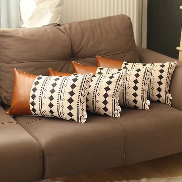 Set of 4 Black and White Diamond Lumbar Pillow Covers - Image 3