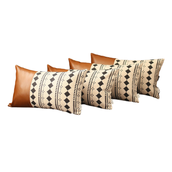 Set of 4 Black and White Diamond Lumbar Pillow Covers - Image 4