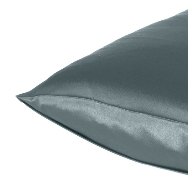 Gray Dreamy Set of 2 Silky Satin King Pillowcases - Image 5