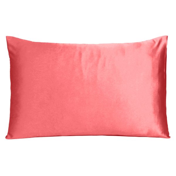 Coral Dreamy Set of 2 Silky Satin King Pillowcases - Image 3