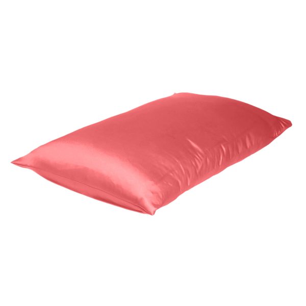 Coral Dreamy Set of 2 Silky Satin King Pillowcases - Image 4
