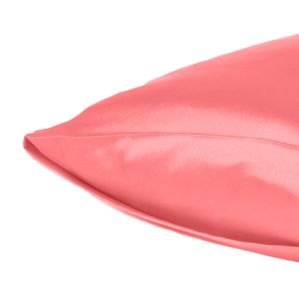 Coral Dreamy Set of 2 Silky Satin King Pillowcases - Image 5