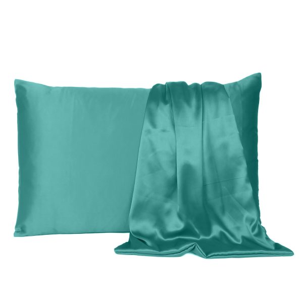 Teal Dreamy Set of 2 Silky Satin King Pillowcases - Image 2