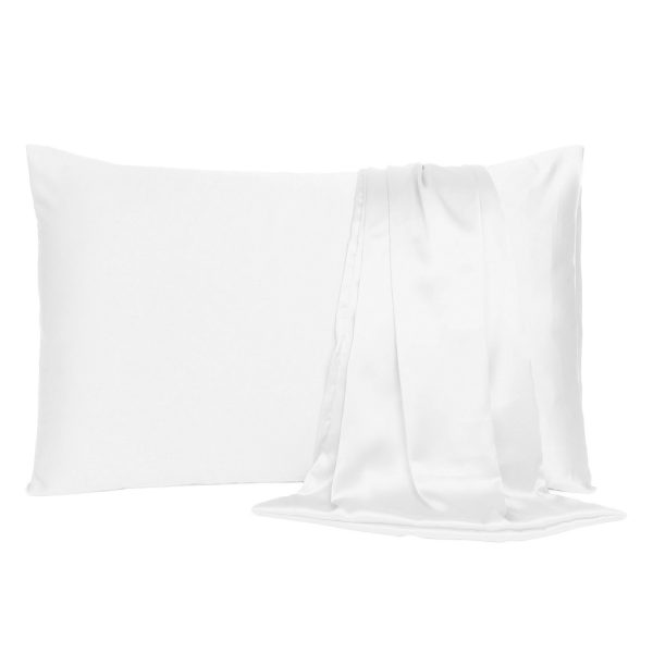 White Dreamy Set of 2 Silky Satin Standard Pillowcases - Image 2