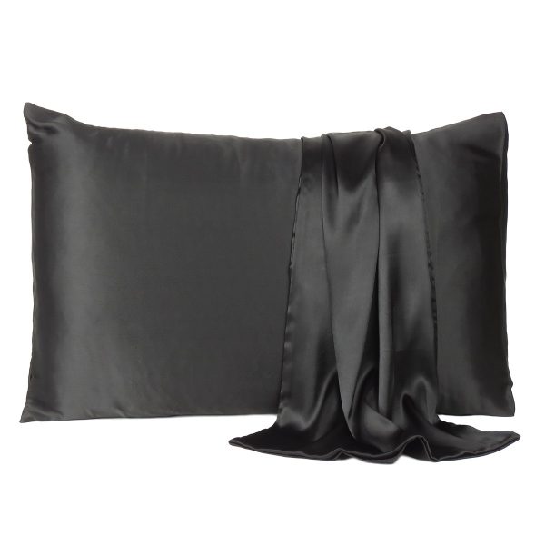 Black Dreamy Set of 2 Silky Satin Standard Pillowcases - Image 2