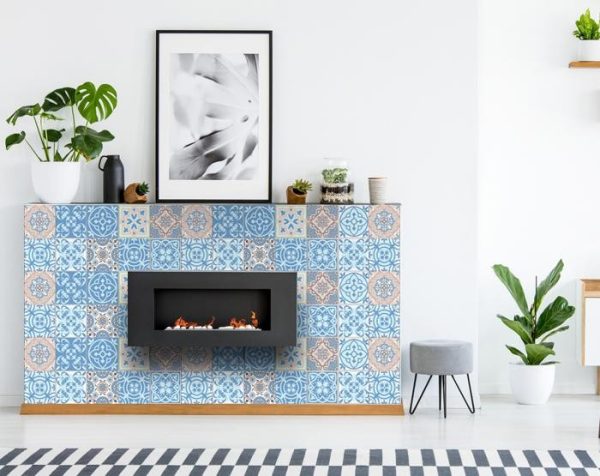 6" x 6" Ocean Blue Mosaic Peel and Stick Removable Tiles - Image 3