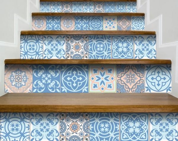 6" x 6" Ocean Blue Mosaic Peel and Stick Removable Tiles - Image 5
