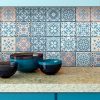 5" x 5" Baby Blue and Peach Mosaic Peel and Stick Removable Tiles - Image 4