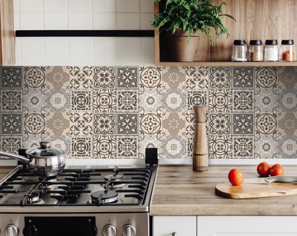 5" x 5" Espresso Brown Mosaic Peel and Stick Removable Tiles - Image 4