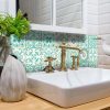 4" x 4" Aquamarine Mosaic Peel and Stick Removable Tiles - Image 3