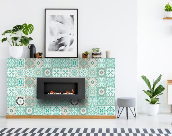 4" x 4" Aquamarine Mosaic Peel and Stick Removable Tiles - Image 4