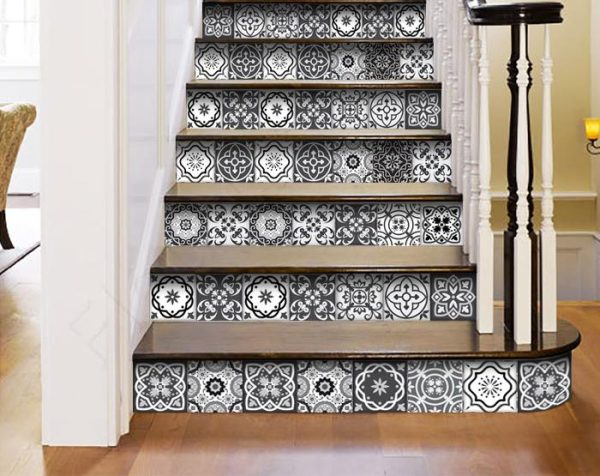 6" x 6" Shades of Black Mosaic Peel and Stick Removable Tiles - Image 2