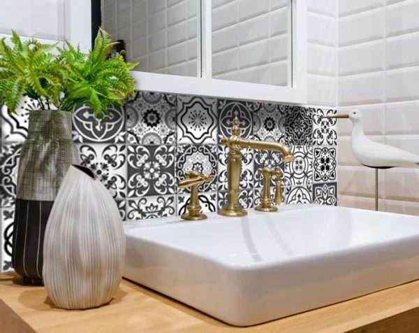 6" x 6" Shades of Black Mosaic Peel and Stick Removable Tiles - Image 3