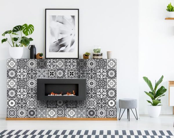 6" x 6" Shades of Black Mosaic Peel and Stick Removable Tiles - Image 4
