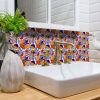 5" x 5" Orange Red and Blue Peel and Stick Removable Tiles