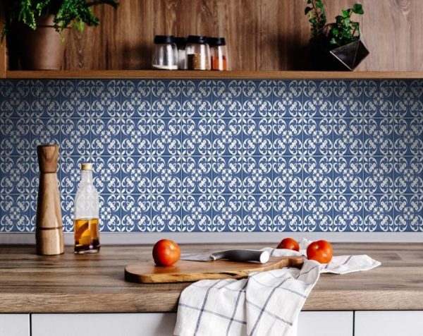 5" x 5" Wedgwood Blue and White  Peel and Stick Removable Tiles