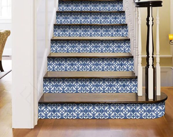 5" x 5" Wedgwood Blue and White  Peel and Stick Removable Tiles - Image 2