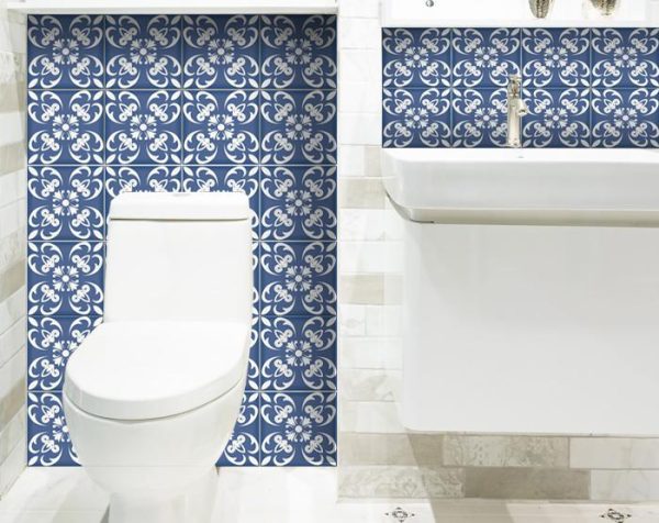 5" x 5" Wedgwood Blue and White  Peel and Stick Removable Tiles - Image 3