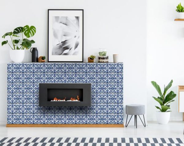 5" x 5" Wedgwood Blue and White  Peel and Stick Removable Tiles - Image 4