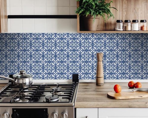 5" x 5" Wedgwood Blue and White  Peel and Stick Removable Tiles - Image 5