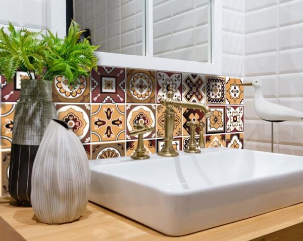 7" x 7" Shades of Brown Mosaic Peel and Stick Removable Tiles - Image 2