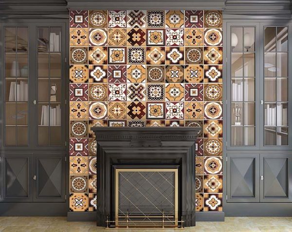 7" x 7" Shades of Brown Mosaic Peel and Stick Removable Tiles - Image 3