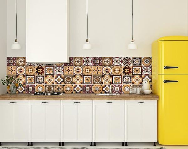 7" x 7" Shades of Brown Mosaic Peel and Stick Removable Tiles - Image 4