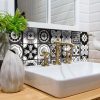 4" x 4" Black White and Gray Mosaic Peel and Stick Removable Tiles - Image 2