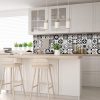 4" x 4" Black White and Gray Mosaic Peel and Stick Removable Tiles - Image 4