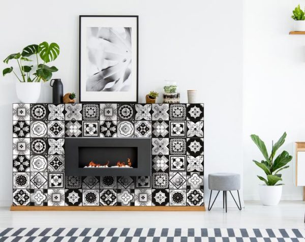 7" x 7" Black White and Gray Mosaic Peel and Stick Removable Tiles - Image 4