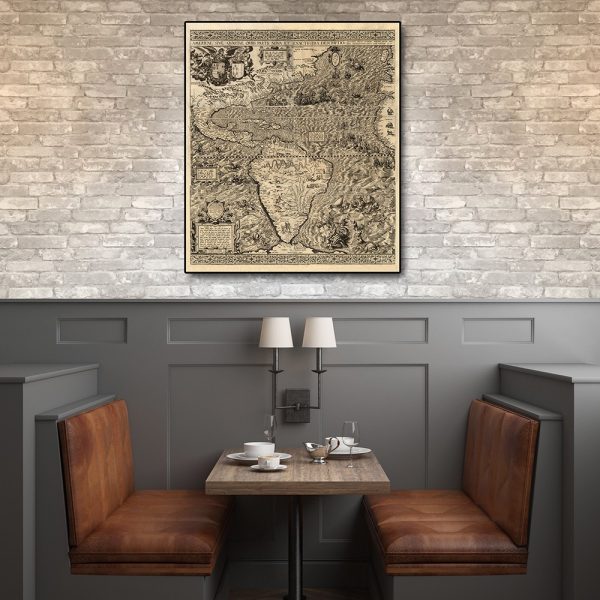 20" x 24" Vintage 1562 Map of Early Americas Wall Art - Image 3