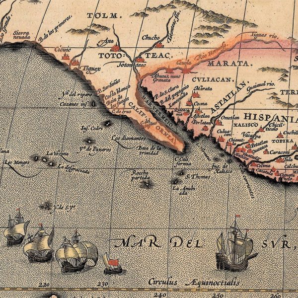 24" x 32" Vintage 1598 Map of the Americas Wall Art - Image 2